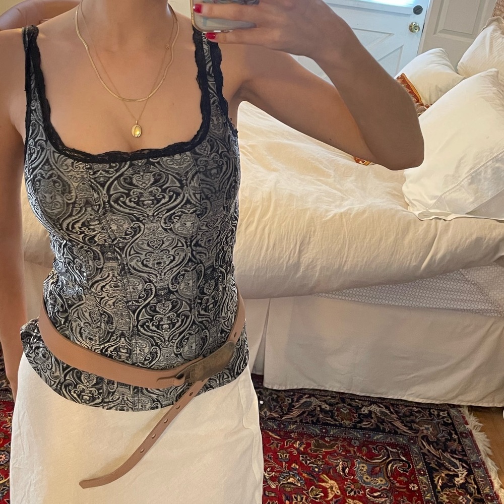 Vintage y2k sexy silver bustier corset top